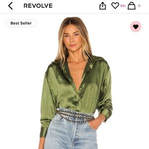 Revolve green satin top